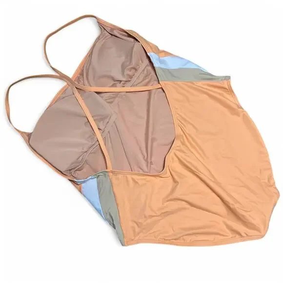 J Crew One Piece Swimsuit Womens Size 20 NWT Active Colorblock Bright Canteloupe